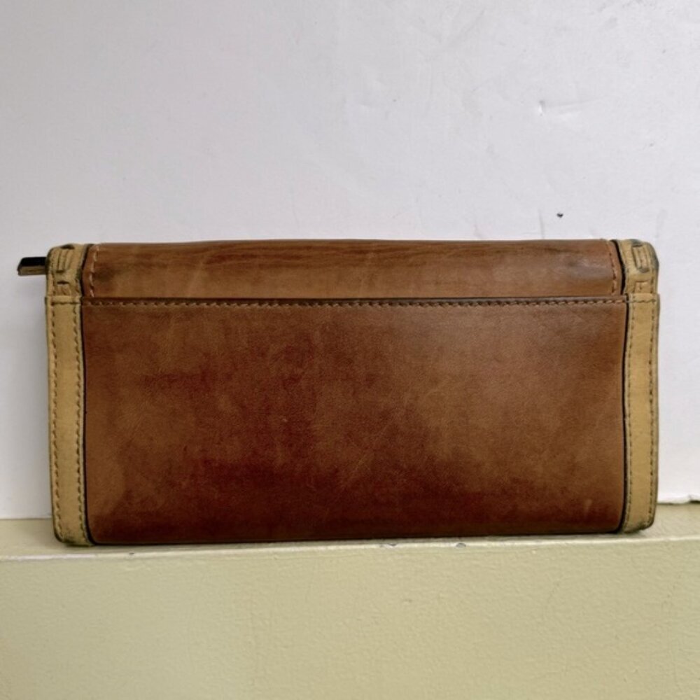 Coach Vintage Soho Leather Wallet Topstitch Neutral Buckle Logo Clutch Organizer - Picture 7 of 16